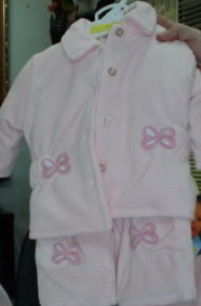 3PCS GIRL VELOUR-PINK VELOUR WITH EMB BUTTERFLY 80/20VELOUR CORDUROY AND SOLID PANTS/SHIRT/JACKET==SALE=350 BAHT 3PCS