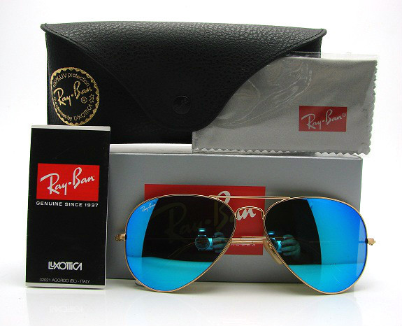 Ray-Ban Aviator RB3025 112/17 Crystal Blue Mirror -MADE IN ITALY ͧ  100 %  ͧ 100 %