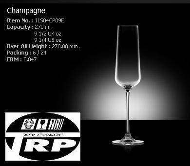 ໭,Flute,Champagne, 1LS04CP09E,Hongkon-໭,Flute,Champagne, 1LS04CP09E,Hongkong Hip,Lucaris 9 1/2oz.(270 ml.), 6/24.ͧ,Glassware,Thai